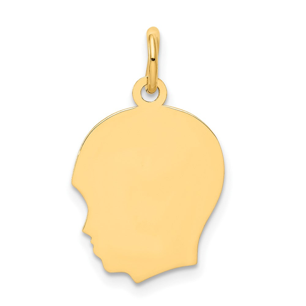 10K Gelbgold 10K Schlicht Mittel.018 Stärke Zugewandt Left Gravierbar Junge Kopf Charm