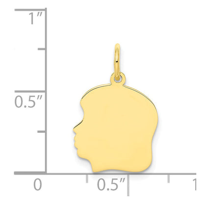 10K Gelbgold 10K Schlicht Mittel.018 Stärke Zugewandt Left Gravierbar Mädchen Kopf Charm