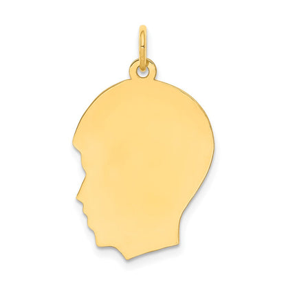 10K Gelbgold 10K Schlicht Mittel.013 Stärke Zugewandt Right Gravierbar Junge Kopf Charm