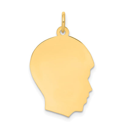 10K Gelbgold 10K Schlicht Mittel.013 Stärke Zugewandt Right Gravierbar Junge Kopf Charm