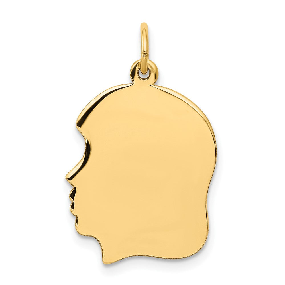 10K Gelbgold 10K Schlicht Mittel.013 Stärke Zugewandt Right Gravierbar Mädchen Kopf Charm