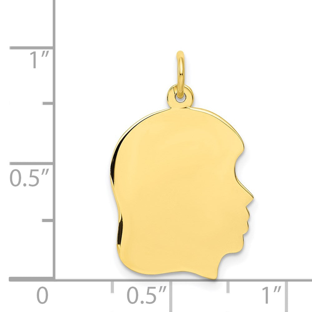 10K Gelbgold 10K Schlicht Mittel.018 Stärke Zugewandt Right Gravierbar Mädchen Kopf Charm