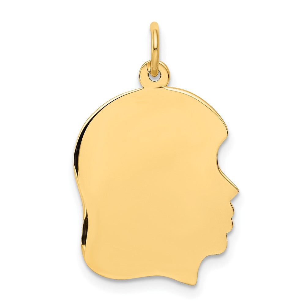 10K Gelbgold 10K Schlicht Mittel.013 Stärke Zugewandt Right Gravierbar Mädchen Kopf Charm