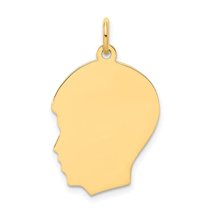 10K Gelbgold 10K Schlicht Mittel.013 Stärke Zugewandt Left Gravierbar Junge Kopf Charm