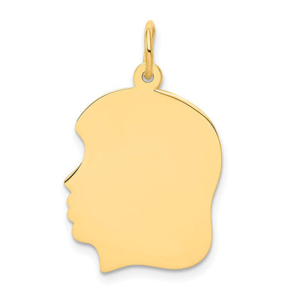 10K Gelbgold 10K Schlicht Mittel.018 Stärke Zugewandt Left Gravierbar Mädchen Kopf Charm