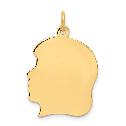 10K Gelbgold 10K Schlicht Groß.018 Stärke Zugewandt Right Gravierbar Mädchen Kopf Charm