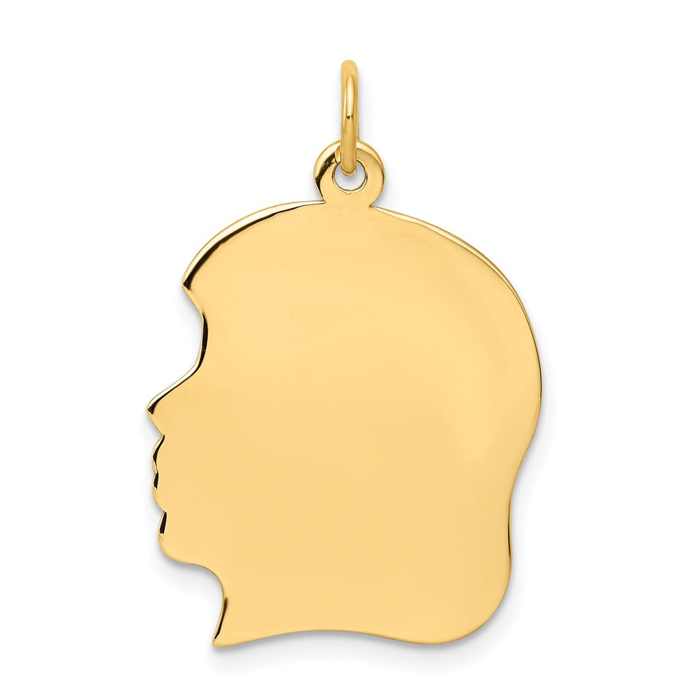 10K Gelbgold 10K Schlicht Groß.013 Stärke Zugewandt Right Gravierbar Mädchen Kopf Charm