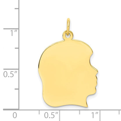 10K Gelbgold 10K Schlicht Groß.018 Stärke Zugewandt Right Gravierbar Mädchen Kopf Charm