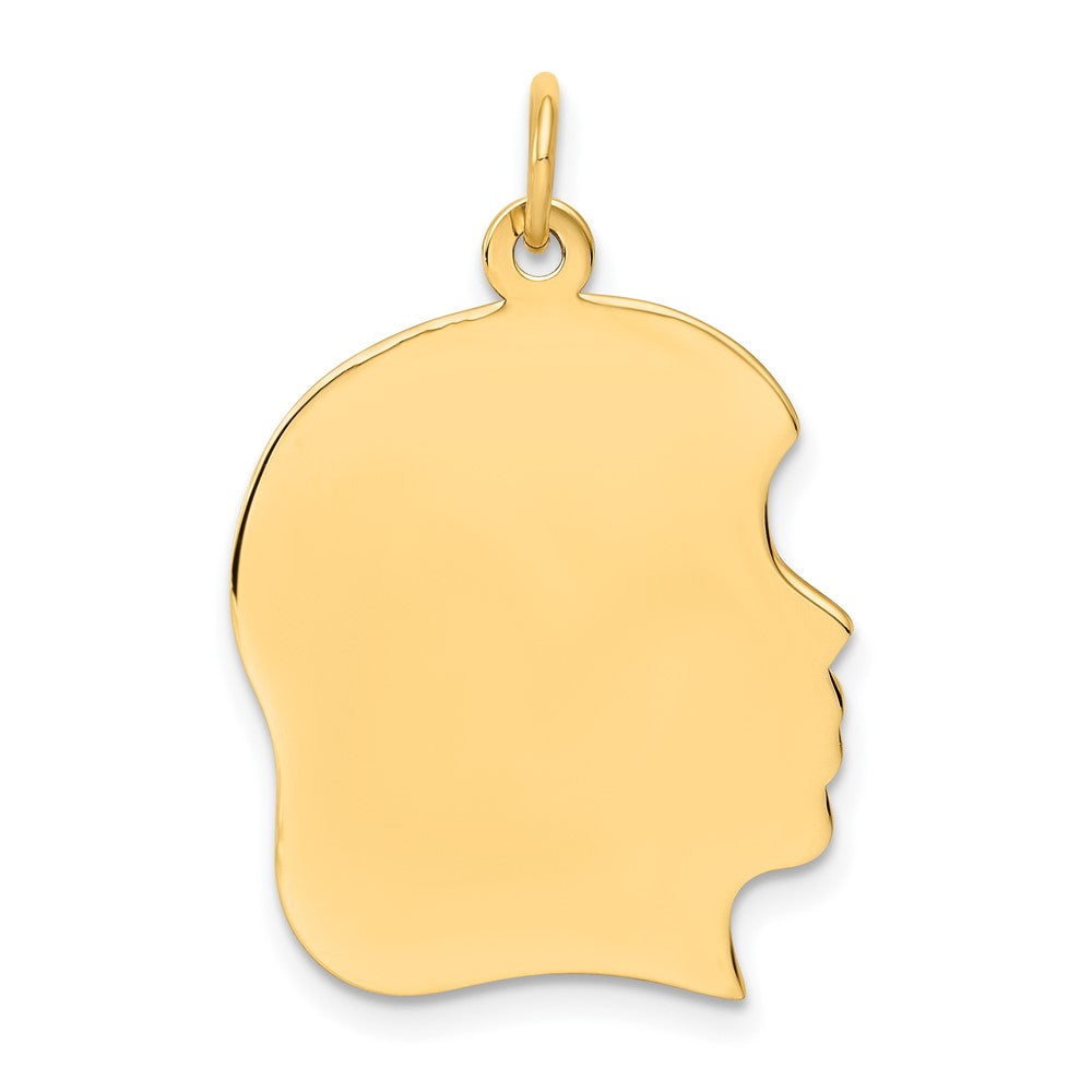 10K Gelbgold 10K Schlicht Groß.013 Stärke Zugewandt Right Gravierbar Mädchen Kopf Charm