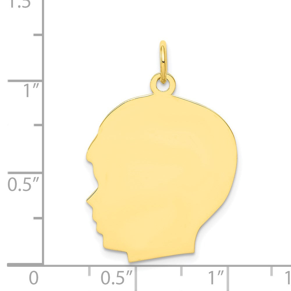 10K Gelbgold 10K Schlicht Groß.018 Stärke Zugewandt Left Gravierbar Junge Kopf Charm