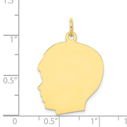 10K Gelbgold 10K Schlicht Groß.018 Stärke Zugewandt Left Gravierbar Junge Kopf Charm