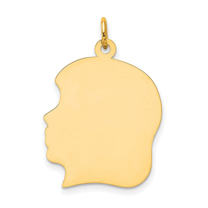10K Gelbgold 10K Schlicht Groß.018 Stärke Zugewandt Left Gravierbar Mädchen Kopf Charm