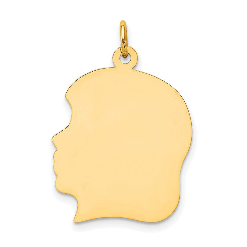 10K Gelbgold 10K Schlicht Groß.018 Stärke Zugewandt Left Gravierbar Mädchen Kopf Charm
