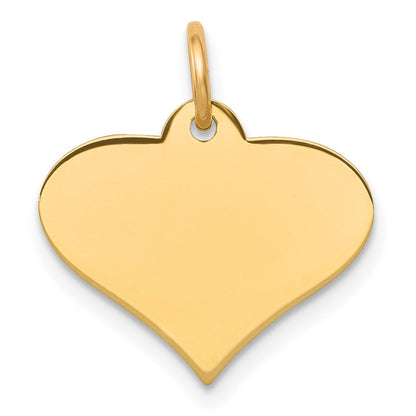10K Gelbgold Schlicht.018 Stärke Gravierbar Herz Plättchen Charm