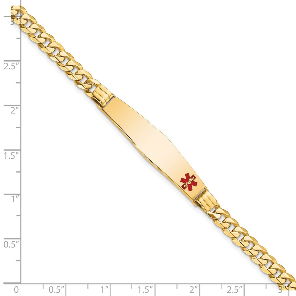 10K Gelbgold Medizinisch Weich Diamant Form Rot Emaille Panzer Glieder Id Gliederarmband