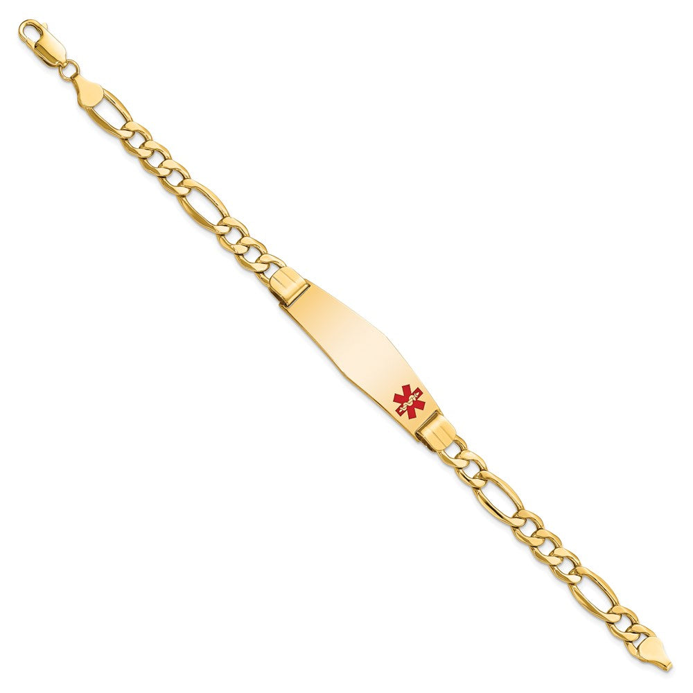 10K Gelbgold Halbmassiv Medizinisch Weich Diamant Form Rot Emaille Figaro Id Gliederarmband
