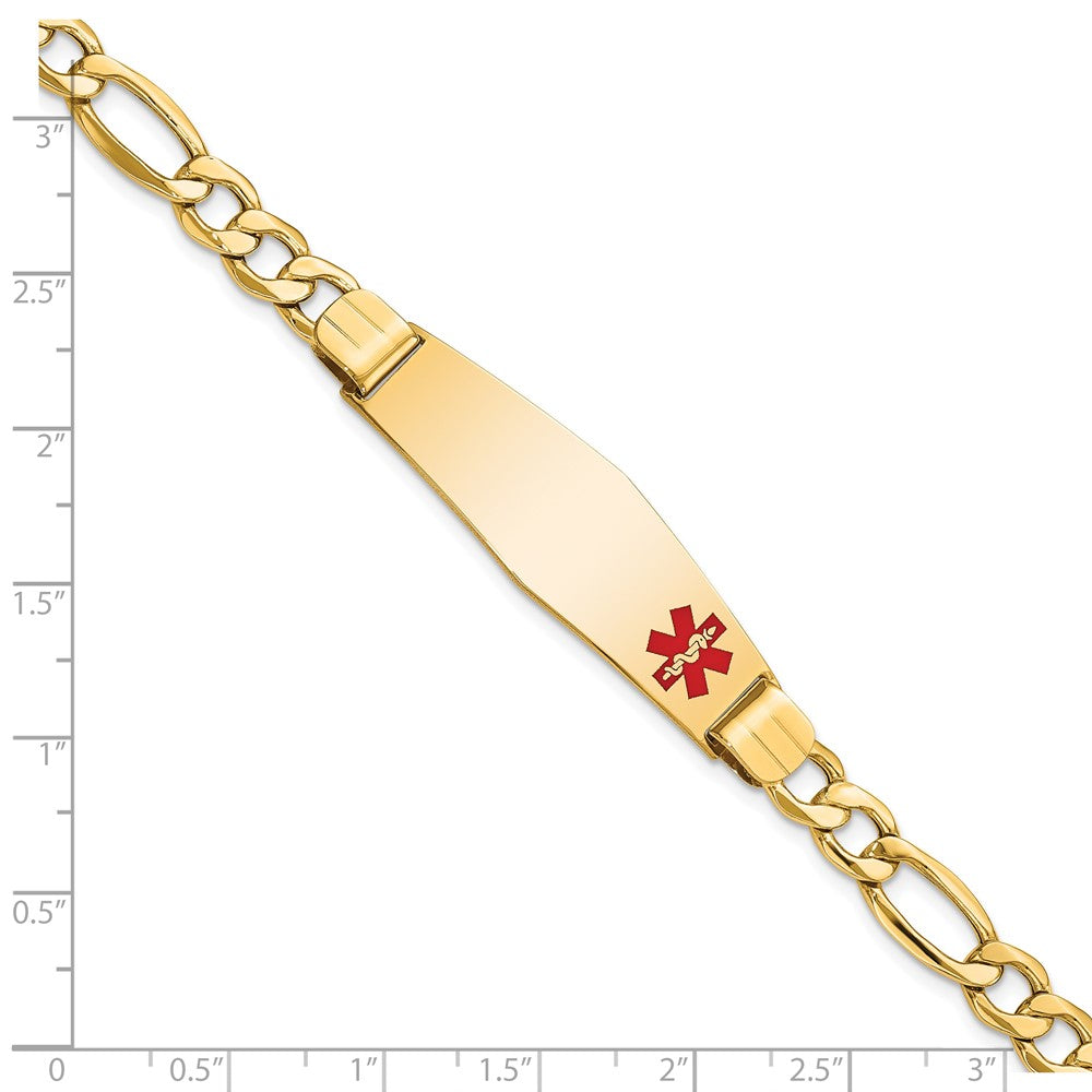 10K Gelbgold Halbmassiv Medizinisch Weich Diamant Form Rot Emaille Figaro Id Gliederarmband
