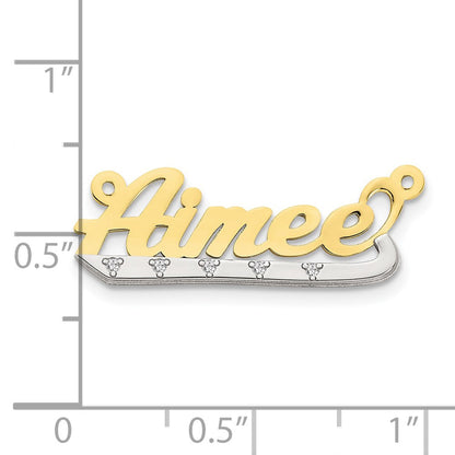 10K Namensplakette mit 0,03 ct. Diamant in Two-Tone-Gold
