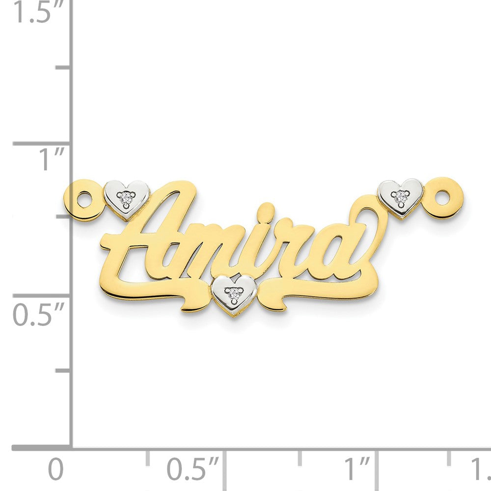 10 Karat Bicolor .02 ct. Diamant-Namensplatte