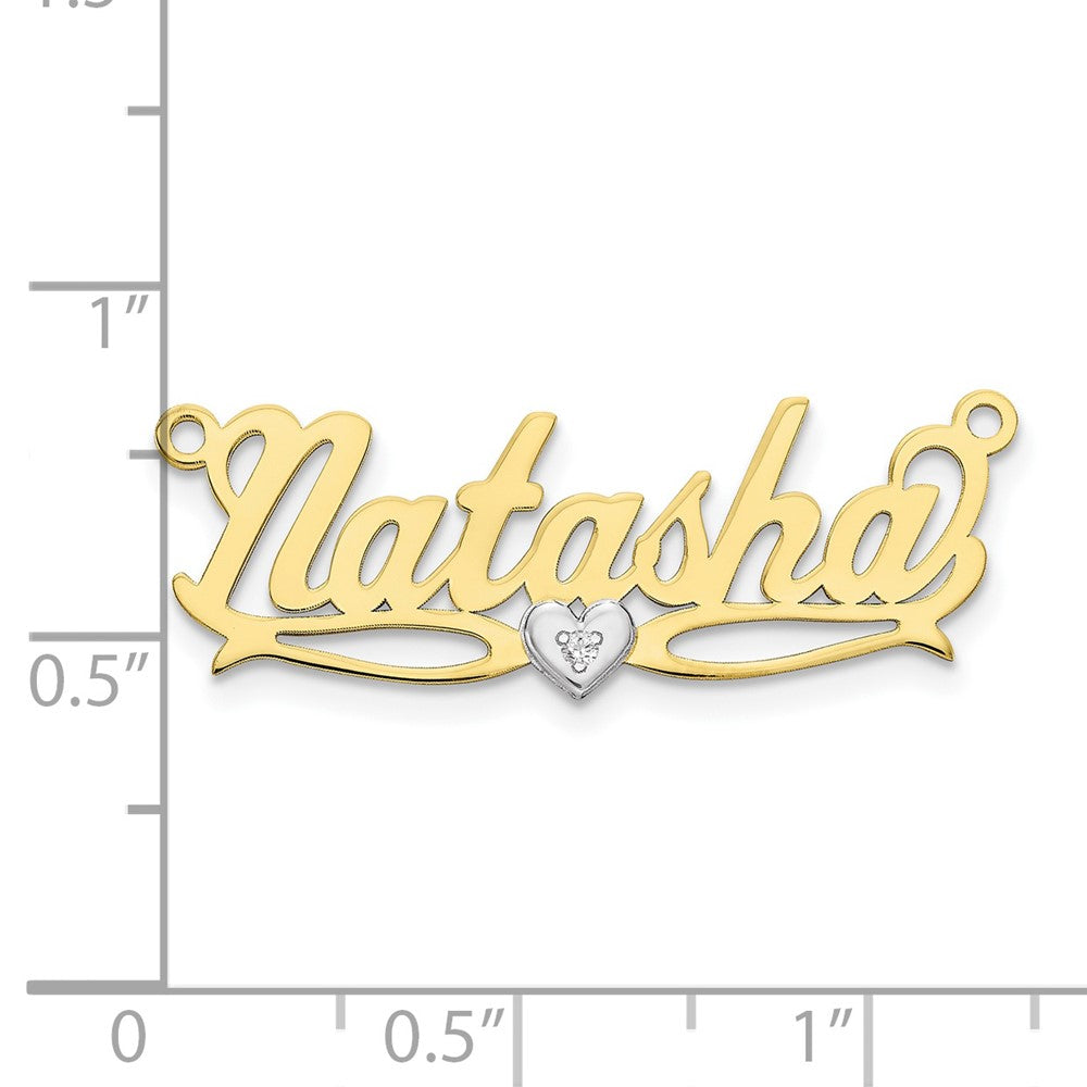 10K Bicolor Namensplakette mit 0,005 ct. Diamant