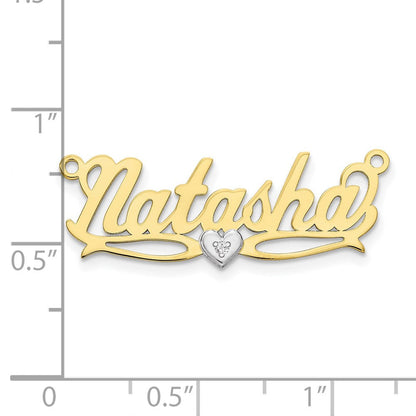 10K Bicolor Namensplakette mit 0,005 ct. Diamant