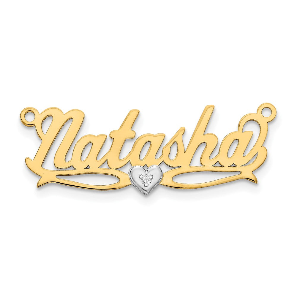 10K Bicolor Namensplakette mit 0,005 ct. Diamant