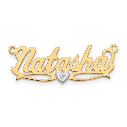 10K Bicolor Namensplakette mit 0,005 ct. Diamant