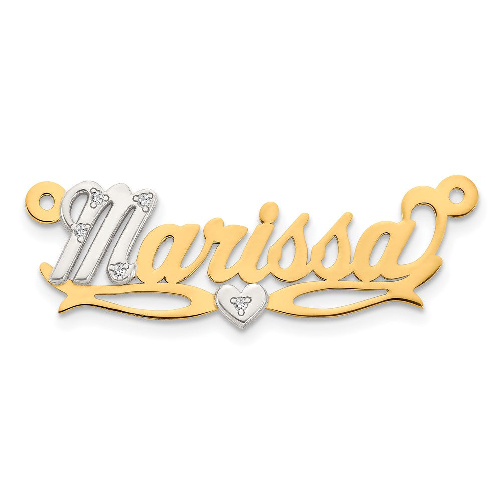10K Bicolor Namensplatte mit 0,03 ct. Diamant