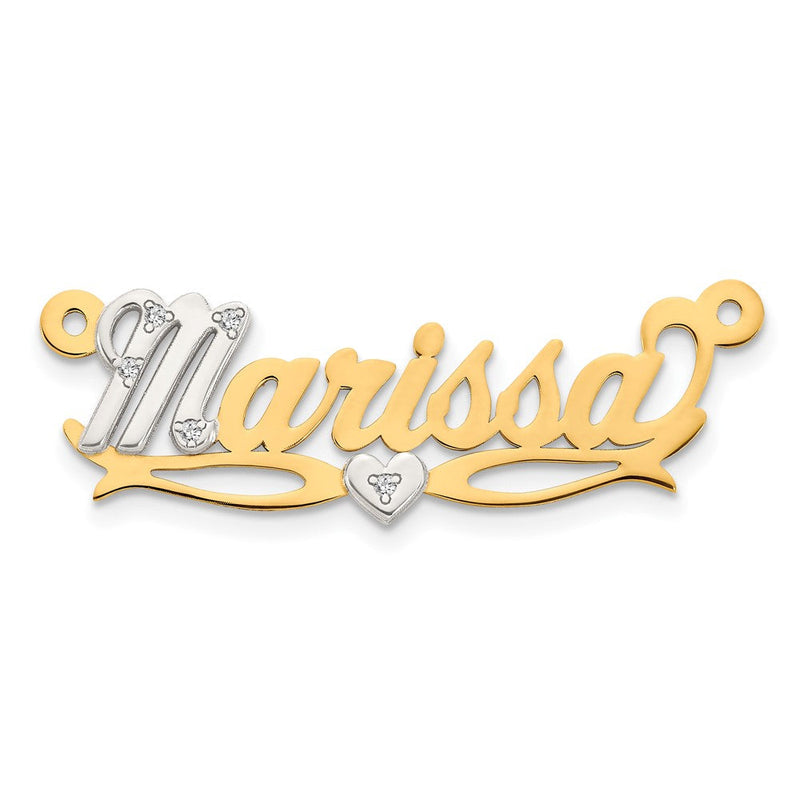 10K Bicolor Namensplatte mit 0,03 ct. Diamant