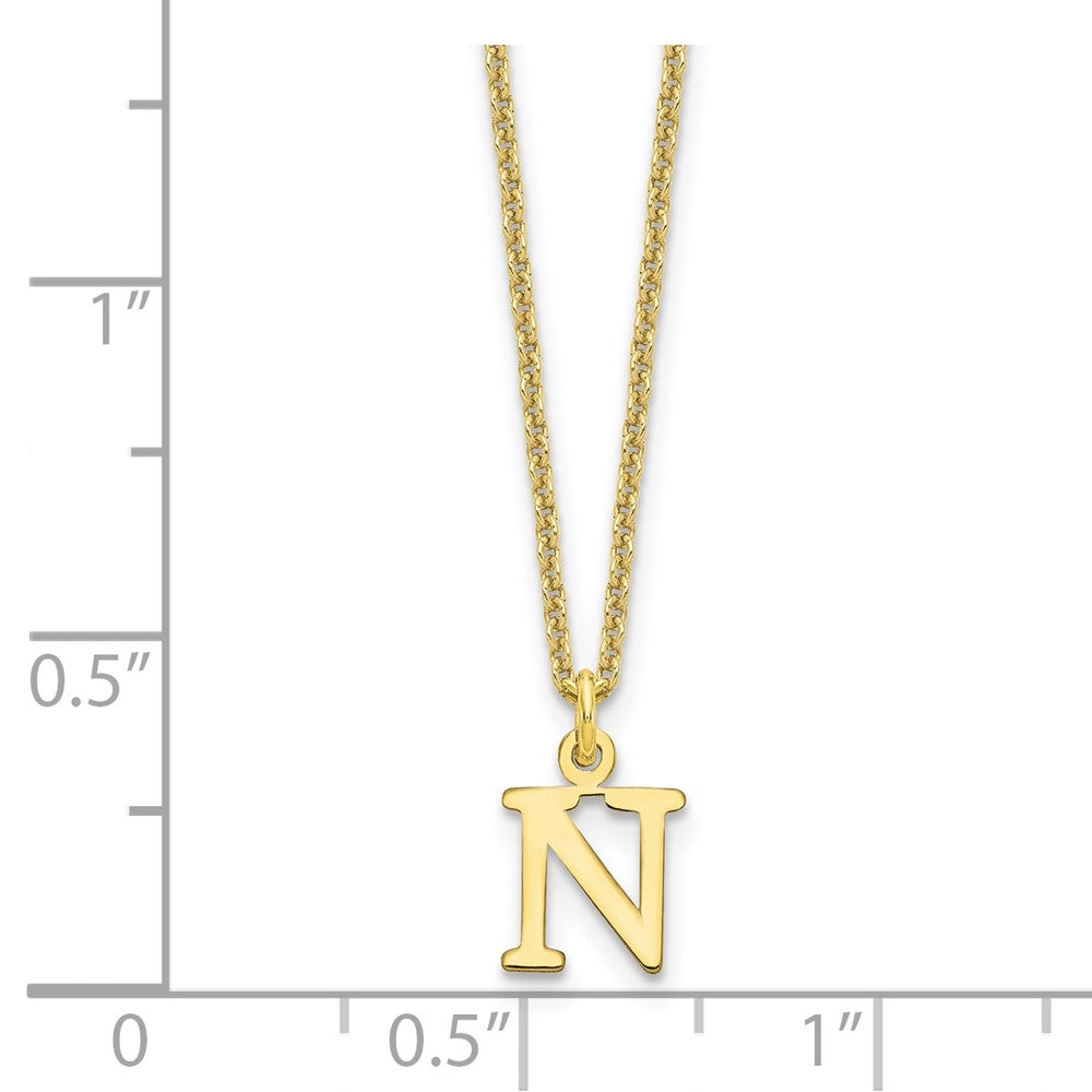 10K Gelbgold 10ky Ausgeschnitten Buchstabe N Initiale Halskette