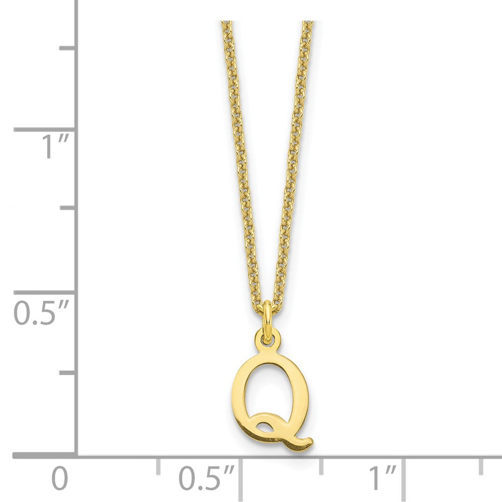 10K Gelbgold 10ky Ausgeschnitten Buchstabe Q Initiale Halskette