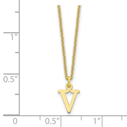 10K Gelbgold 10ky Ausgeschnitten Buchstabe V Initiale Halskette