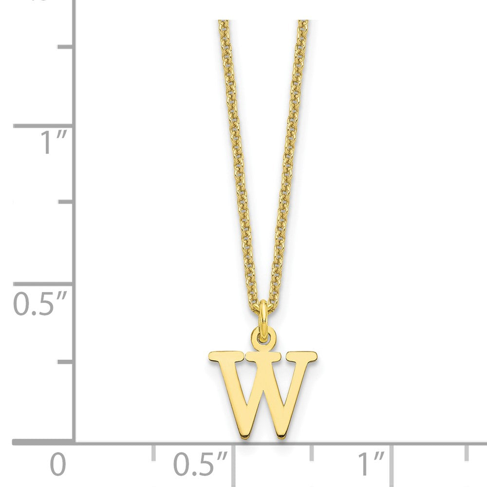 10K Gelbgold 10ky Ausgeschnitten Buchstabe W Initiale Halskette