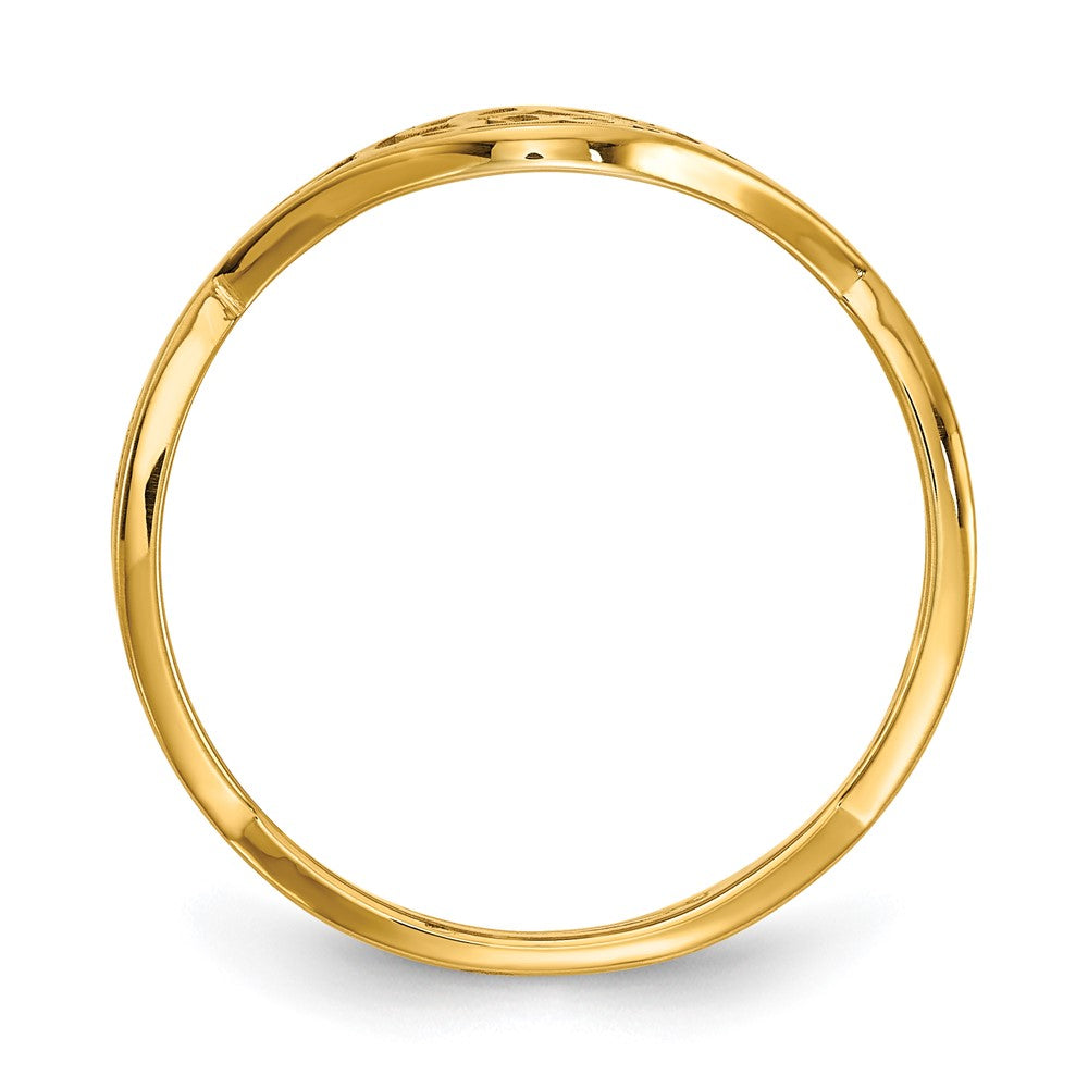 10K Gelbgold Ring mit Initiale, verdreht, epoxidbeschichtet