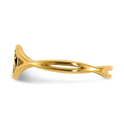 10K Gelbgold Ring mit Initiale, verdreht, epoxidbeschichtet