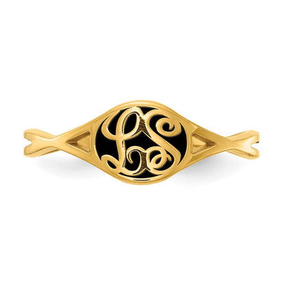 10K Gelbgold Ring mit Initiale, verdreht, epoxidbeschichtet