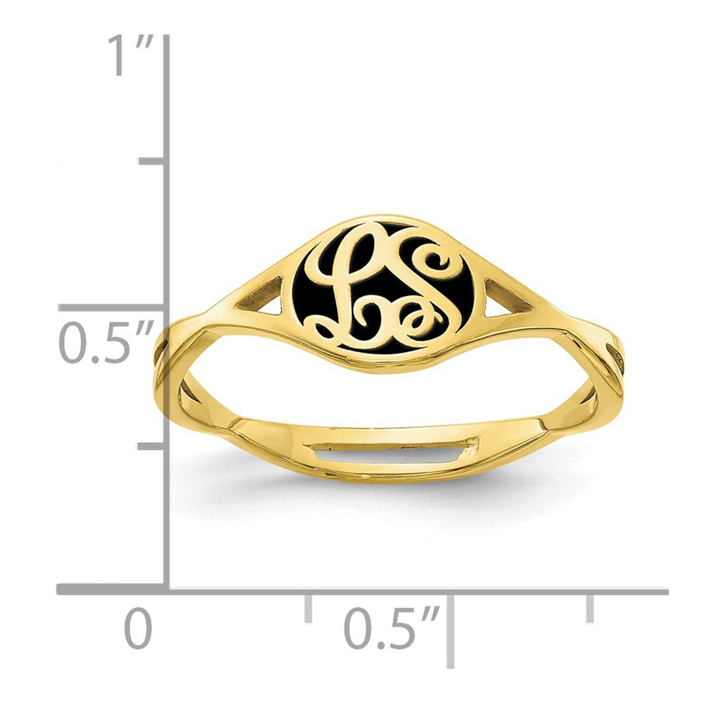 10K Gelbgold Ring mit Initiale, verdreht, epoxidbeschichtet