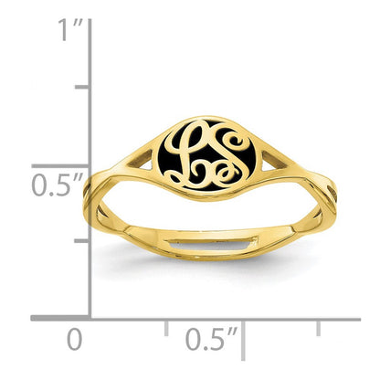 10K Gelbgold Ring mit Initiale, verdreht, epoxidbeschichtet