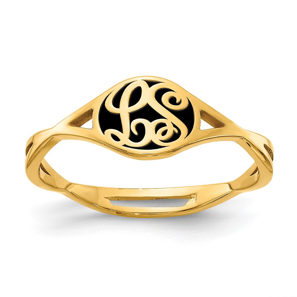10K Gelbgold Ring mit Initiale, verdreht, epoxidbeschichtet