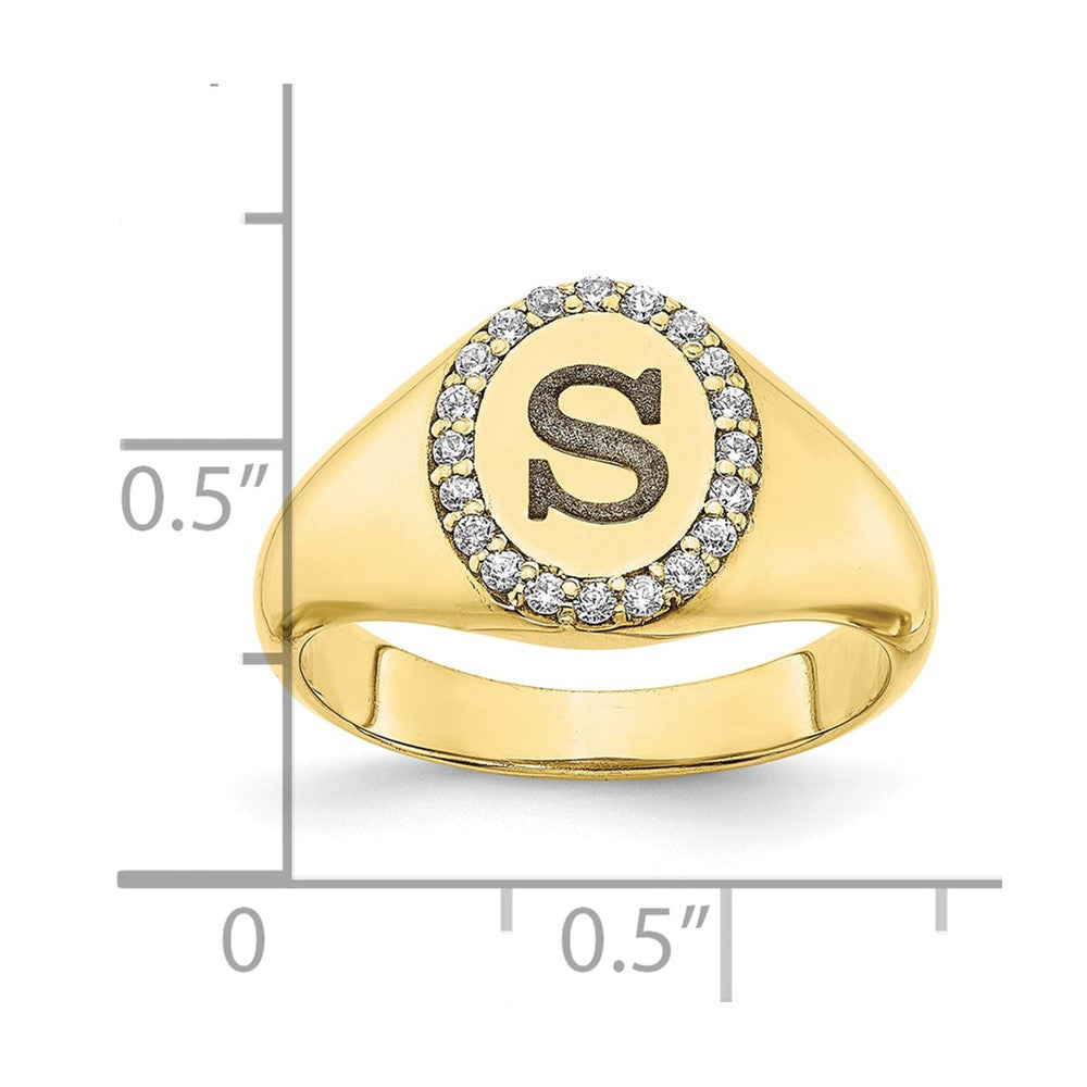 10LY Initial Oval mit echtem Diamant Klassischer Siegelring