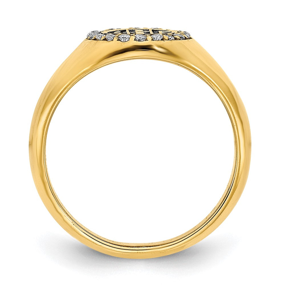 10K Gelbgold Großer Echter Diamant Oval Klassischer Monogramm-Siegelring