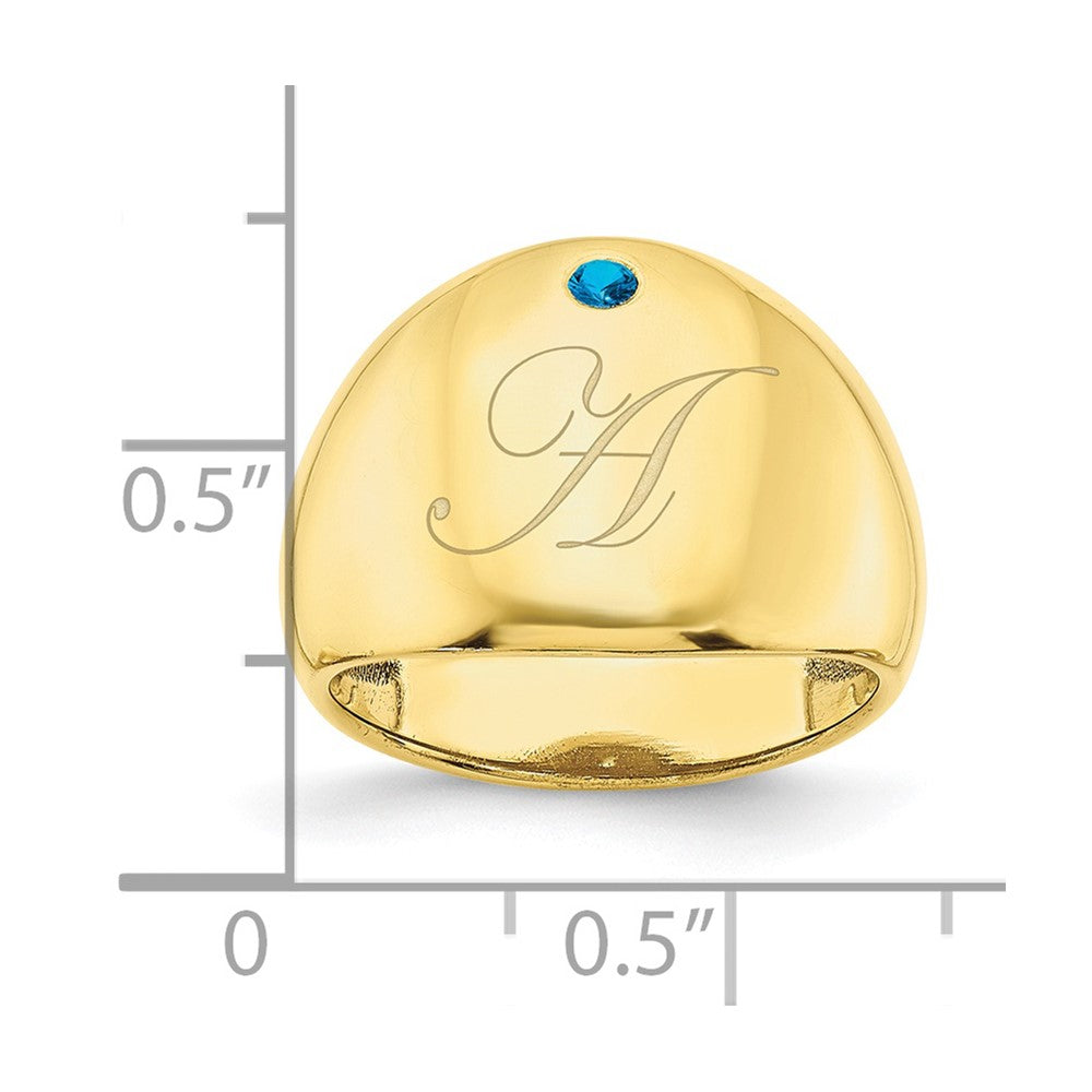 10K Gelbgold personalisierter Zigarrenring mit 1 Geburtsstein