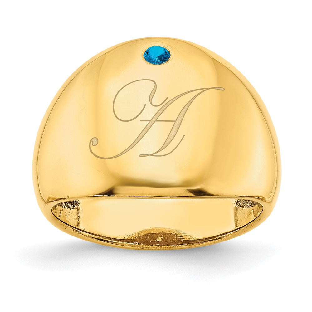 10K Gelbgold personalisierter Zigarrenring mit 1 Geburtsstein