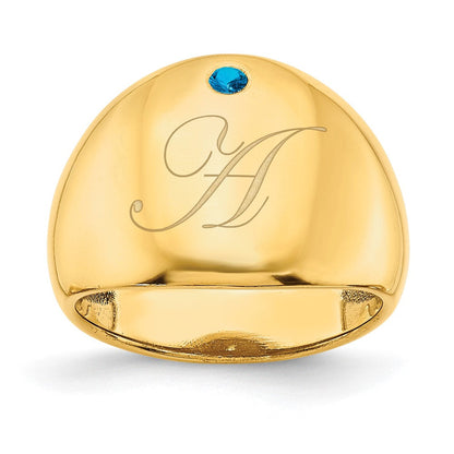 10K Gelbgold personalisierter Zigarrenring mit 1 Geburtsstein