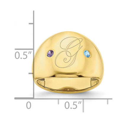 10K Gelbgold personalisierter Zigarrenring mit 2 Geburtssteinen