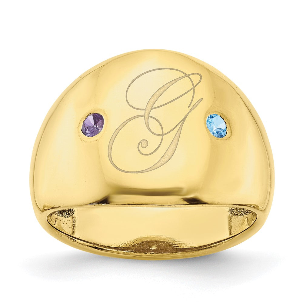 10K Gelbgold personalisierter Zigarrenring mit 2 Geburtssteinen