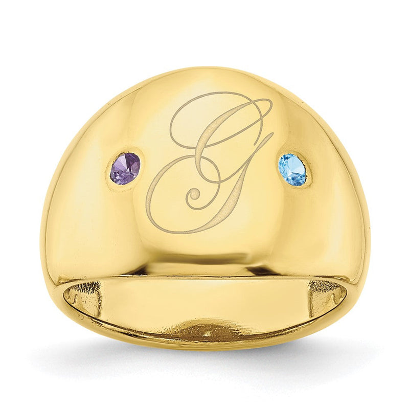 10K Gelbgold personalisierter Zigarrenring mit 2 Geburtssteinen
