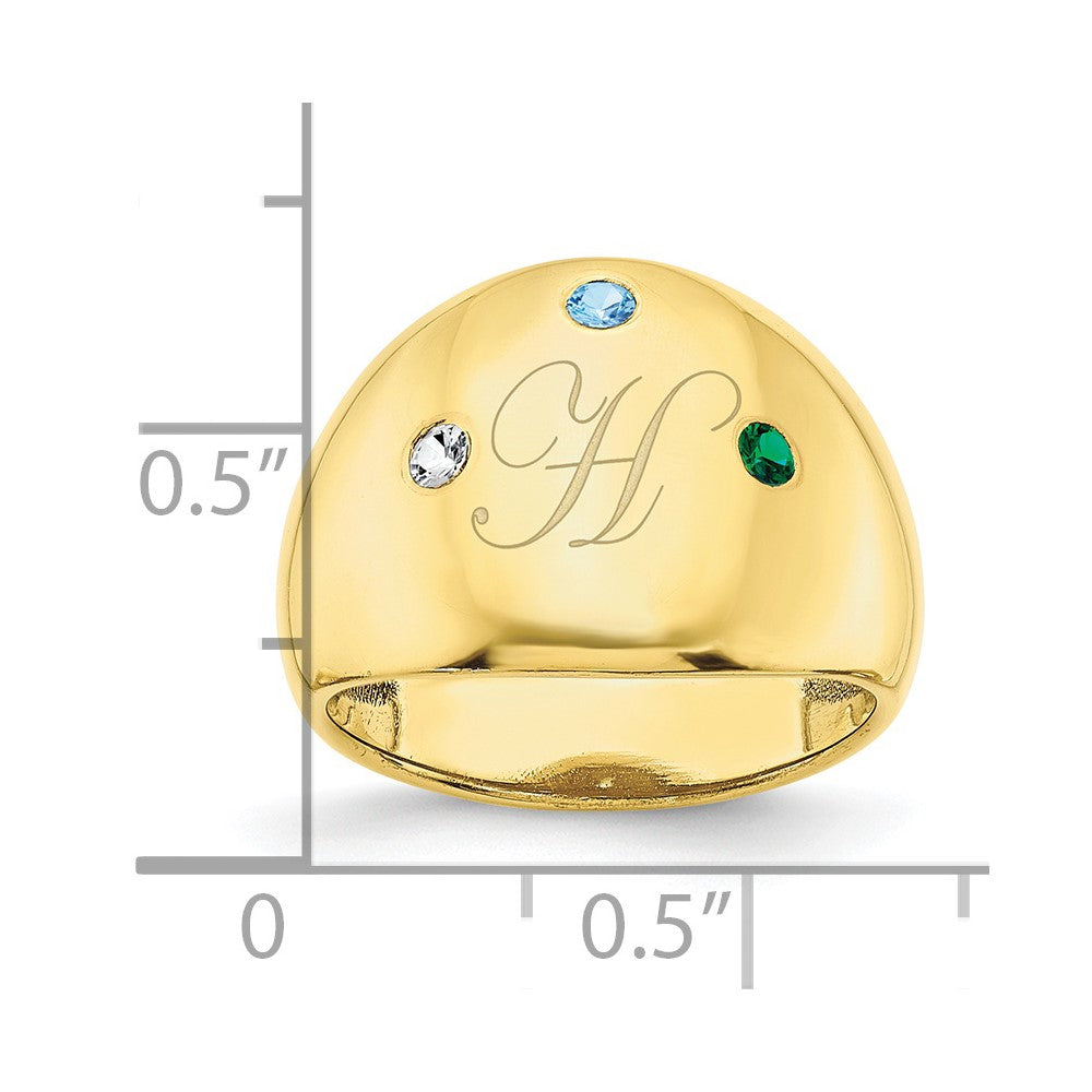 10K Gelbgold personalisierter Zigarring mit 3 Geburtssteinen