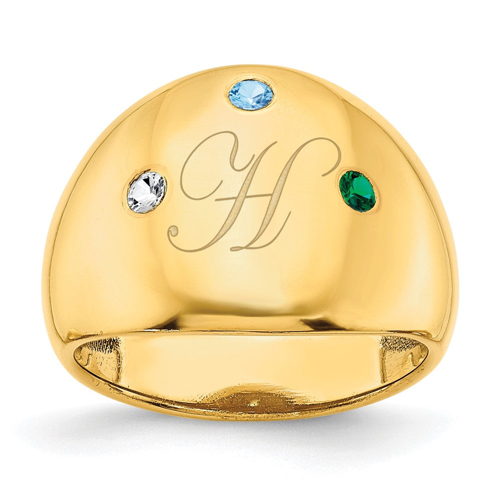10K Gelbgold personalisierter Zigarring mit 3 Geburtssteinen
