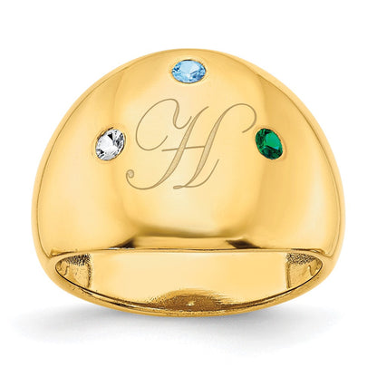 10K Gelbgold personalisierter Zigarring mit 3 Geburtssteinen